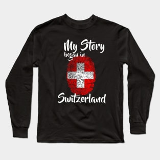 Switzerland Flag Fingerprint My Story DNA Swiss Long Sleeve T-Shirt